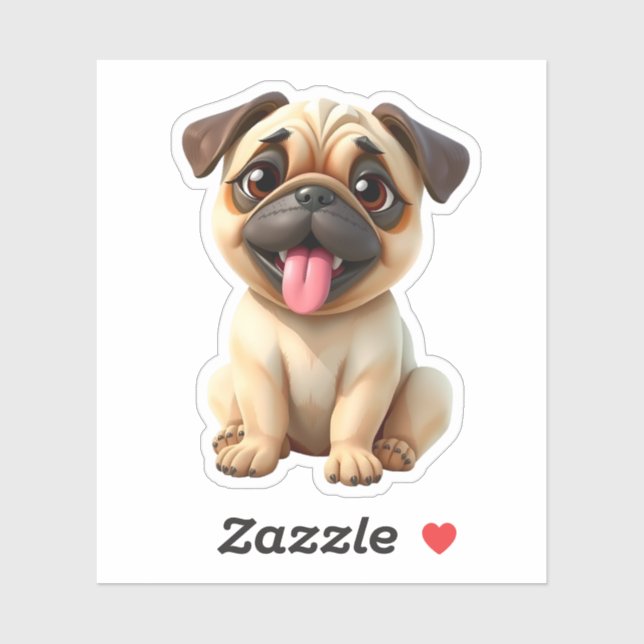 Cute Pug Dog Sticker (Sheet)