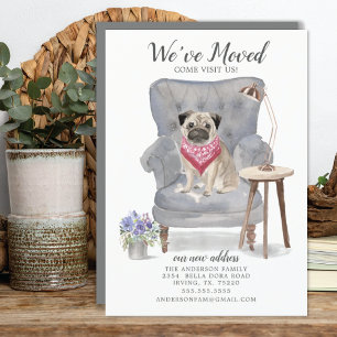 Cute Pug Dog We've Moved Moving Announcement