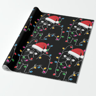 Cute Pug Dog With Christmas Light Wrapping Paper