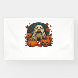 Cute Pug Dog With Pumpkins Fall Halloween Classic Banner