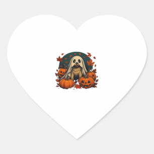 Cute Pug Dog With Pumpkins Fall Halloween Classic Heart Sticker