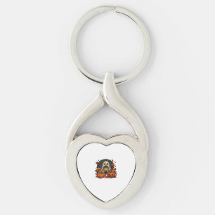Cute Pug Dog With Pumpkins Fall Halloween Classic Keychain