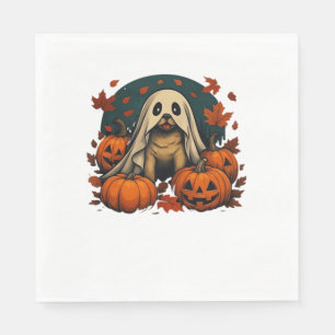 Cute Pug Dog With Pumpkins Fall Halloween Classic Napkins