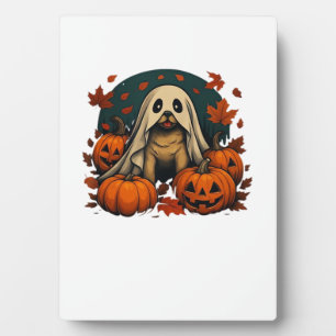 Cute Pug Dog With Pumpkins Fall Halloween Classic Plaque