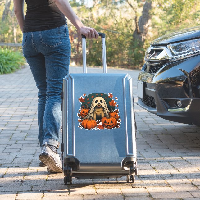 Cute Pug Dog With Pumpkins Fall Halloween Classic  Sticker (Suitcase Insitu)