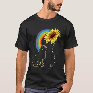 Cute Pug Dogs Are My Sunshine Sunflower Rainbow T-Shirt