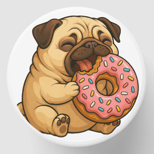 Cute pug donut cartoon funny munching mini candle favors