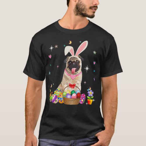 Cute Pug Easter Day Bunny Eggs Easter Costume Wome T_Shirt