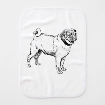 Cute Pug Elegant Dog Drawing Burp Cloth by CorgisandThings at Zazzle
