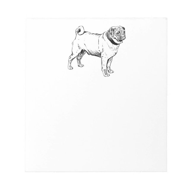 Cute Pug Elegant Dog Drawing Notepad (Front)
