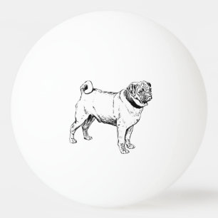 Cute Pug Elegant Dog Drawing Ping Pong Ball