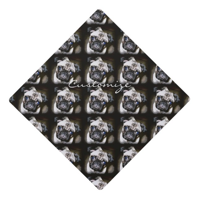 Cute pug faces  pattern Thunder_Cove Graduation Cap Topper (Front)