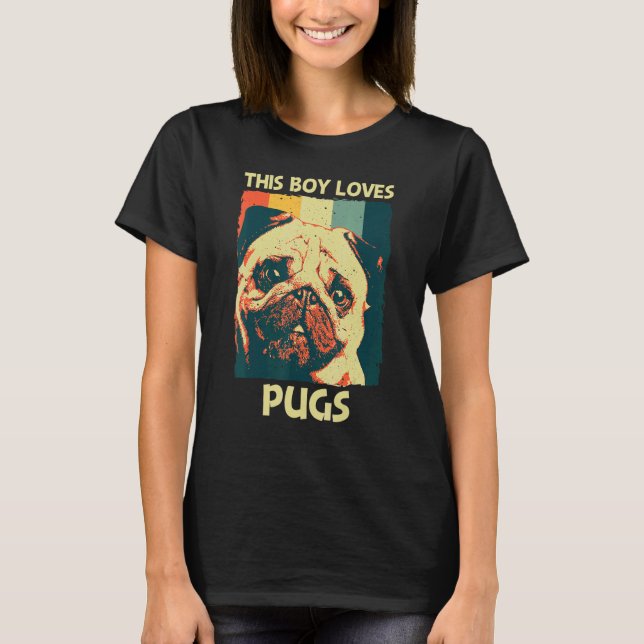 Cute Pug For Boys Kids Pet Dog Puppy Breed Pug T-Shirt (Front)