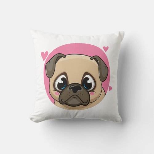 Cute Pug Gift Puppy Dog Lover Mom Fur Mama Pink Throw Pillow