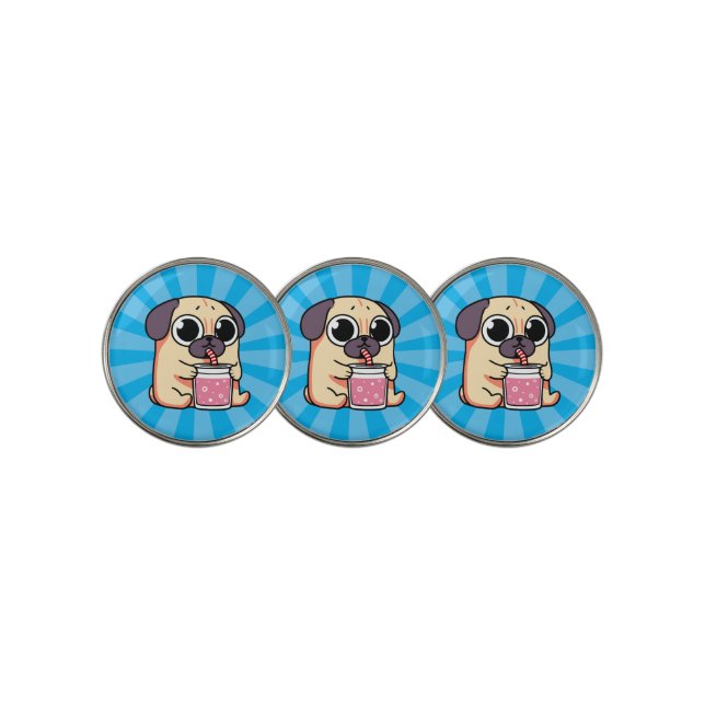 Cute Pug Golf Ball Marker (3 Up)