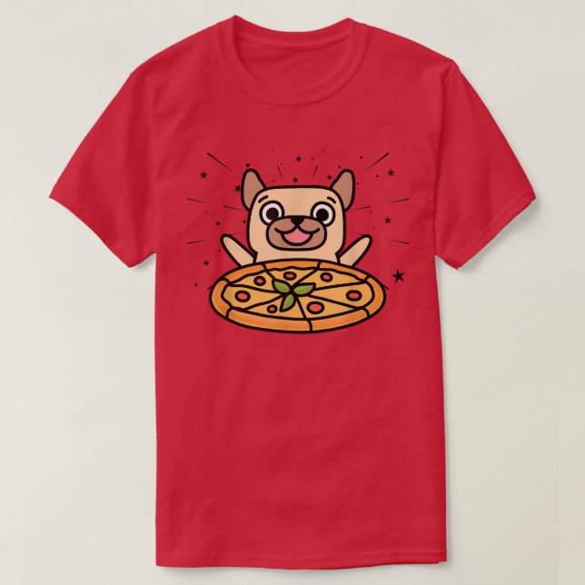 Cute Pug Graphic Pizza Lover Eating Italian Food P T-Shirt (Design Front)