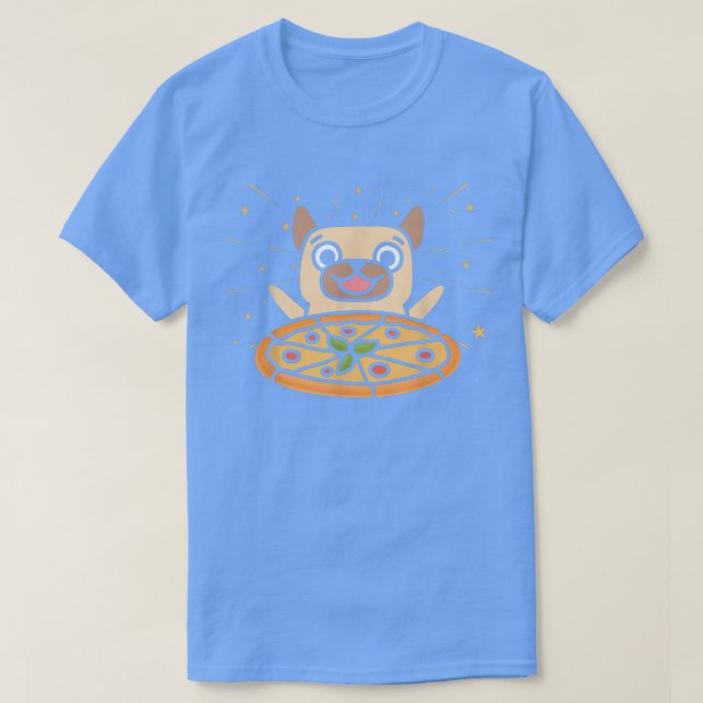 Cute Pug Graphic Pizza Lover Eating Italian Food P T-Shirt (Design Front)