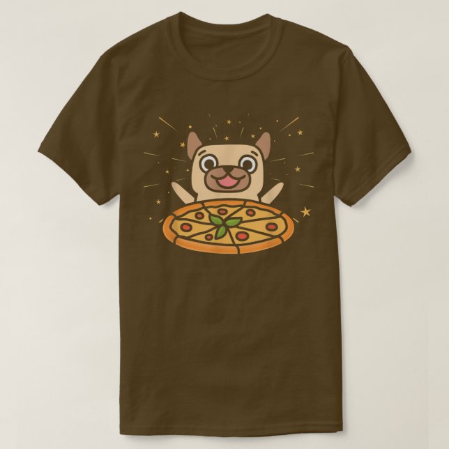 Cute Pug Graphic Pizza Lover Eating Italian Food P T-Shirt (Design Front)