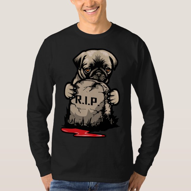 Cute Pug Grave Stone Classic T-Shirt 950 (Front)