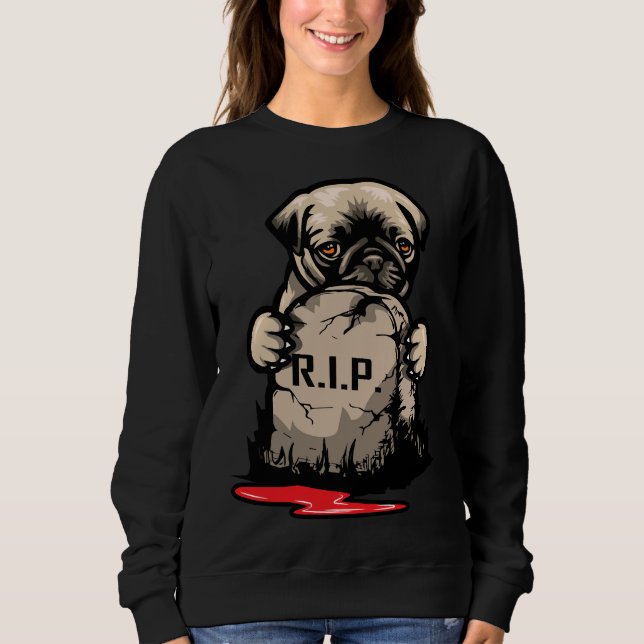 Cute Pug Grave Stone Classic T-Shirt 950 Sweatshirt (Front)