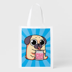 Cute Pug Grocery Bag