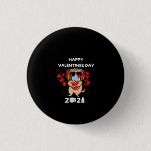 Cute Pug Heart Face Mask Happy Valentines Day 2021 Button