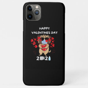 Cute Pug Heart Face Mask Happy Valentine's Day iPhone 11 Pro Max Case