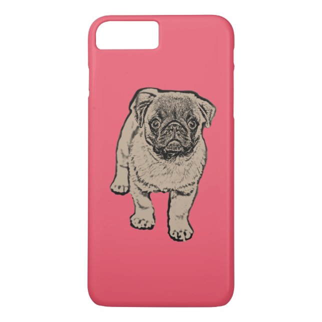 Cute Pug iPhone 7 Plus Case - Red (Back)