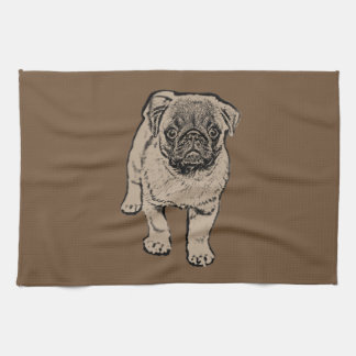 Cute Pug Kitchen Towel -Brown