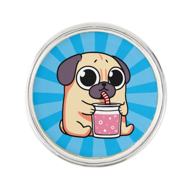 Cute Pug Lapel Pin (Front)