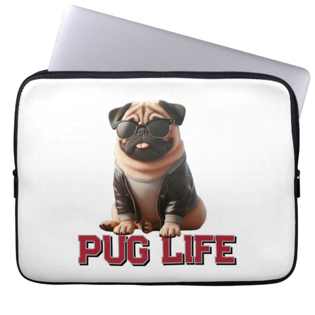 Cute Pug Life Dog Laptop Sleeve (Front)