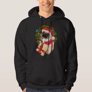 Cute Pug Lovers Santa Christmas Hoodie