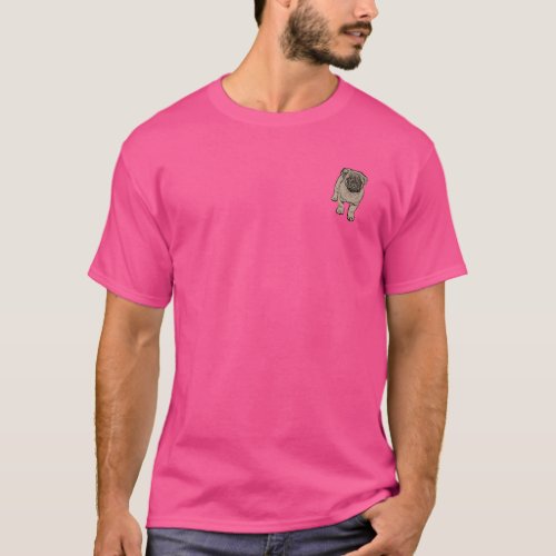 Cute Pug Mens Super Soft Pocket T_Shirt _Pink