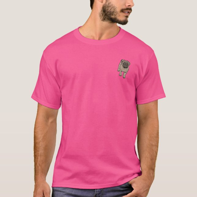 Cute Pug Men's Super Soft Pocket T-Shirt -Pink (Front)