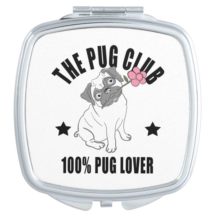 Cute Pug Mom Cartoon Puppy Dog Lover Rescue Compact Mirror | Zazzle.com