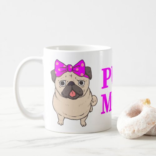 Cute Pug Mom Cartoon Puppy Dog Pugs Coffee Mug