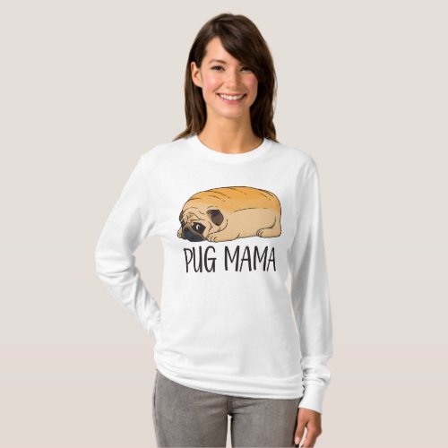 Cute Pug Mom Gift Cartoon Puppy Dog Lover Mama T_Shirt