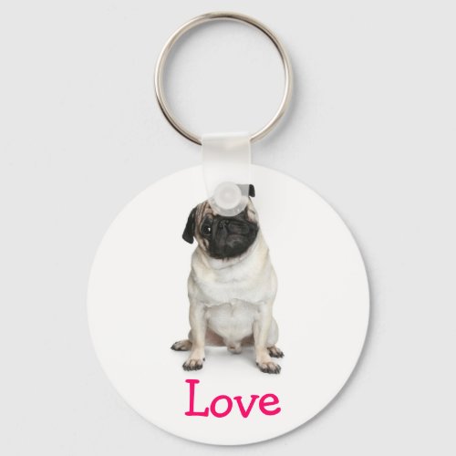 Cute Pug Mom Puppy Dog Lover Fur Mama Keychain