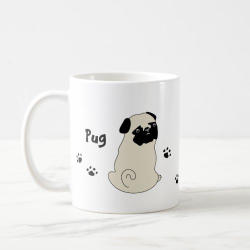 Cute pug mug かわいいパグのイラストのマグカップ