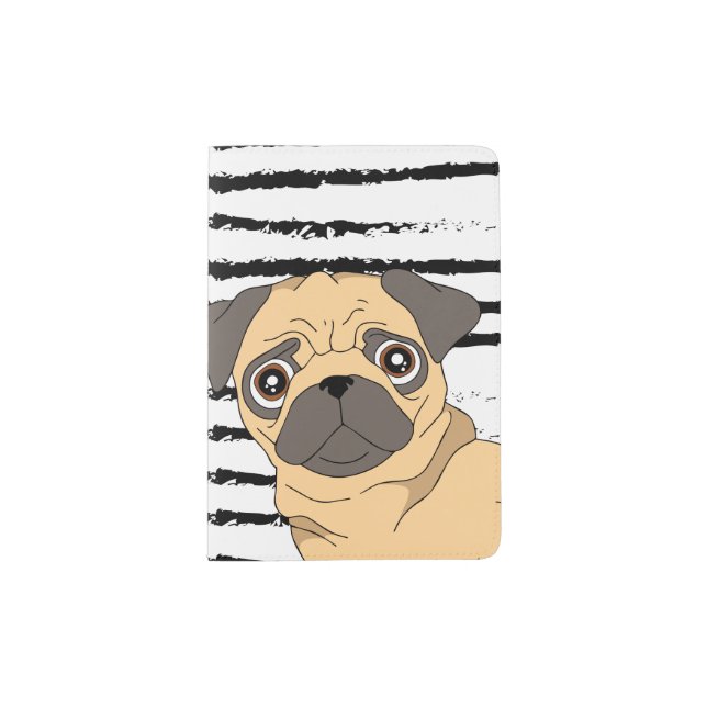 Cute Pug pattern design Passport Holder (Front)