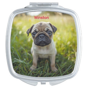 Cute Pug Personalized Compact Mirror
