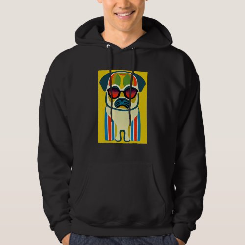 Cute Pug   Pop Pug Wearing Sunglasses Hoodie