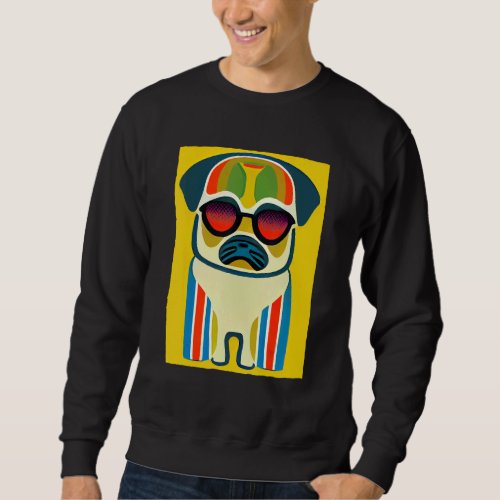 Cute Pug   Pop Pug Wearing Sunglasses Sweatshirt