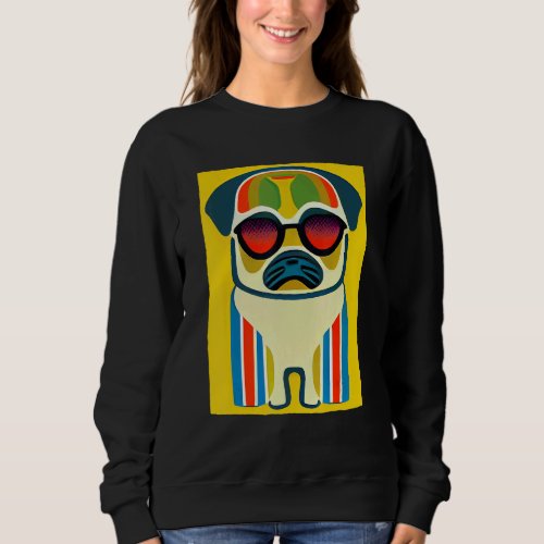 Cute Pug   Pop Pug Wearing Sunglasses Sweatshirt