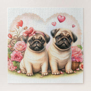 Cute Pug Puppies Jigsaw Puzzle