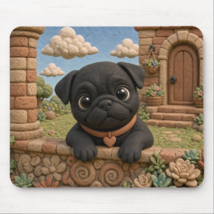Cute Pug Puppy, Baby Dog Mouse Pad