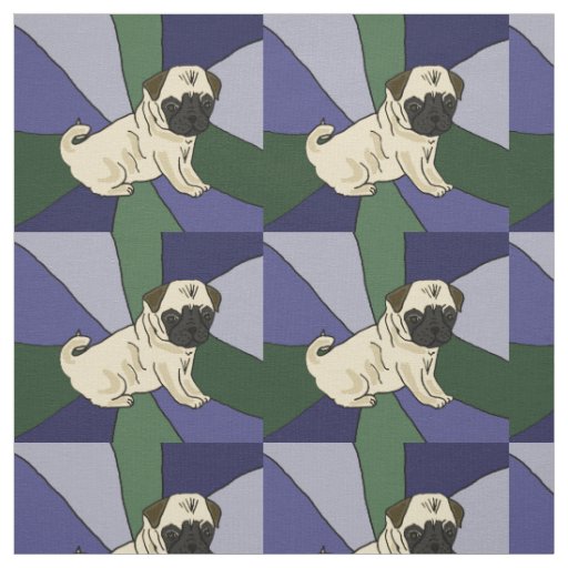 Cute Pug Puppy Dog Abstract Art Fabric