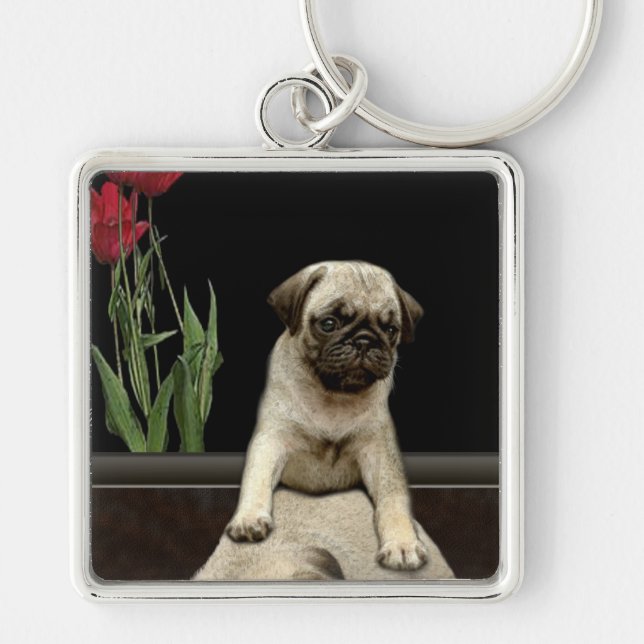 Cute Pug Puppy Dog-lovers Gift Series Keychain (Front)