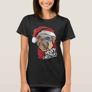 Cute Pug Puppy Dog Santa Claus Christmas Classic   T-Shirt