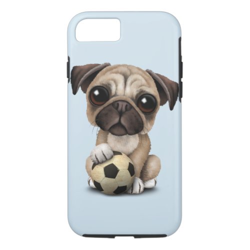 Cute Pug Puppy Dog With Football Soccer Ball iPhone 87 Case
